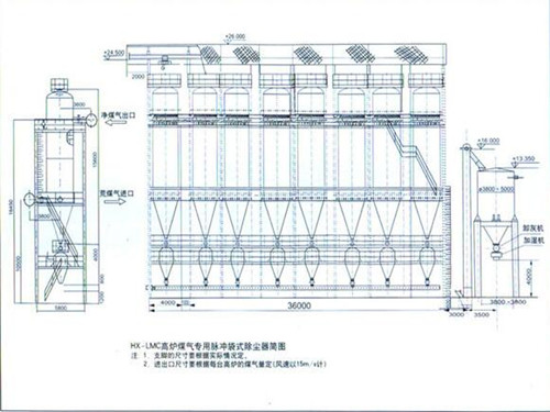 华康中天生产的高炉布袋除尘器图纸展示